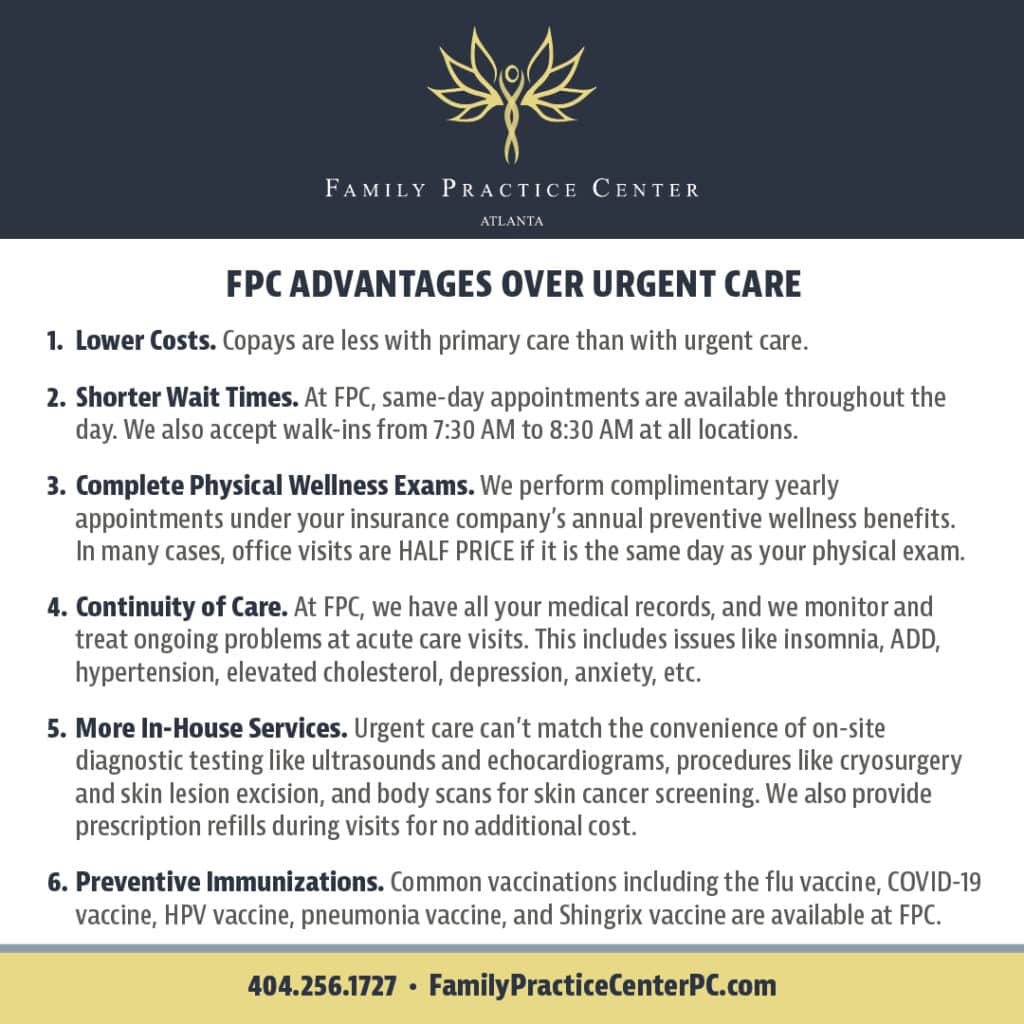 Family Practice Center Advantages Over Urgent Care